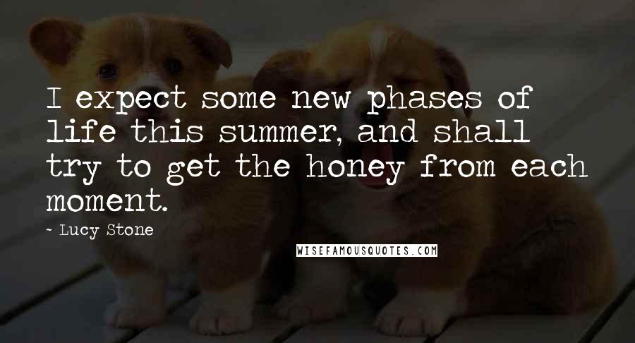 Lucy Stone Quotes: I expect some new phases of life this summer, and shall try to get the honey from each moment.