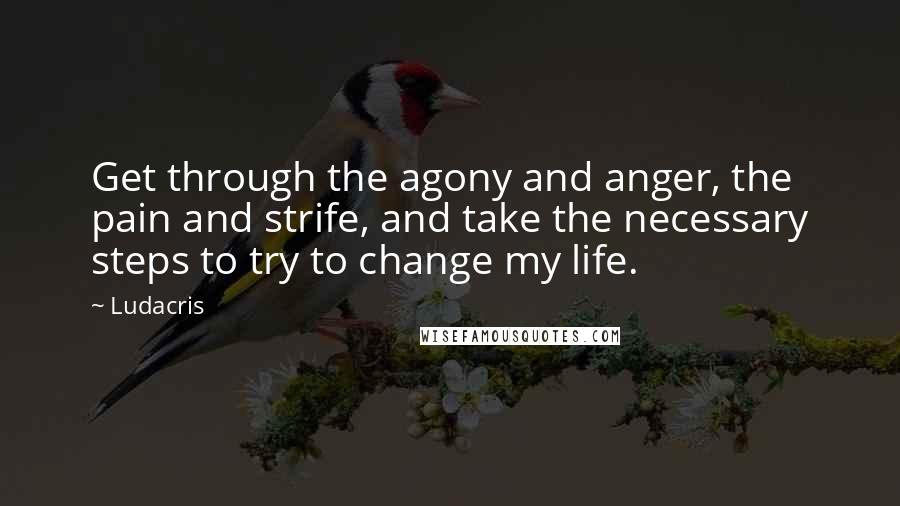 Ludacris Quotes: Get through the agony and anger, the pain and strife, and take the necessary steps to try to change my life.