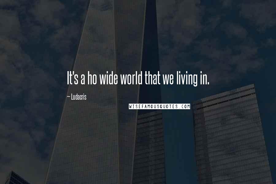 Ludacris Quotes: It's a ho wide world that we living in.