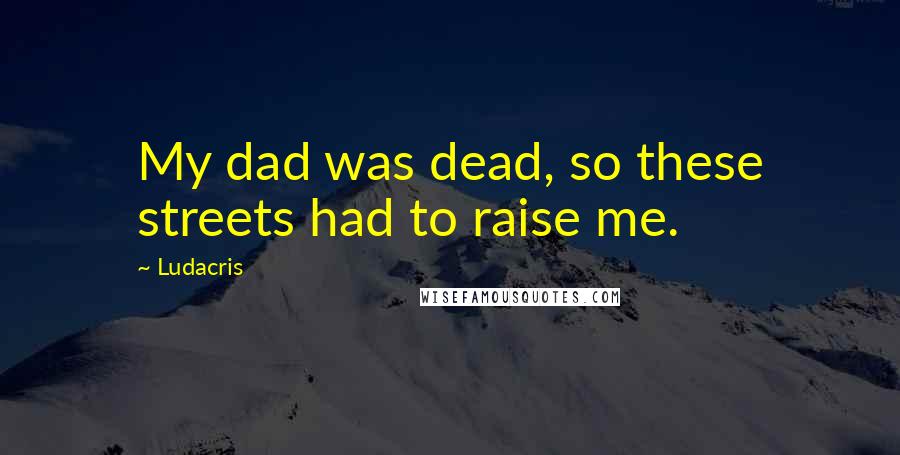 Ludacris Quotes: My dad was dead, so these streets had to raise me.