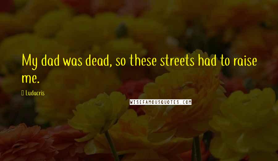 Ludacris Quotes: My dad was dead, so these streets had to raise me.