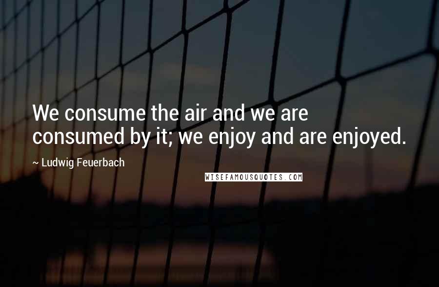 Ludwig Feuerbach Quotes: We consume the air and we are consumed by it; we enjoy and are enjoyed.