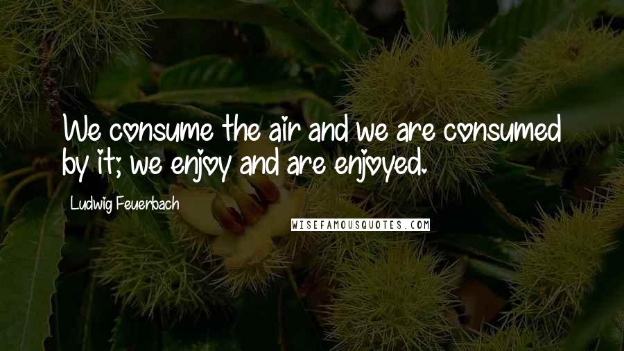 Ludwig Feuerbach Quotes: We consume the air and we are consumed by it; we enjoy and are enjoyed.