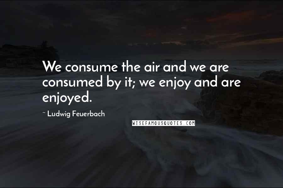 Ludwig Feuerbach Quotes: We consume the air and we are consumed by it; we enjoy and are enjoyed.