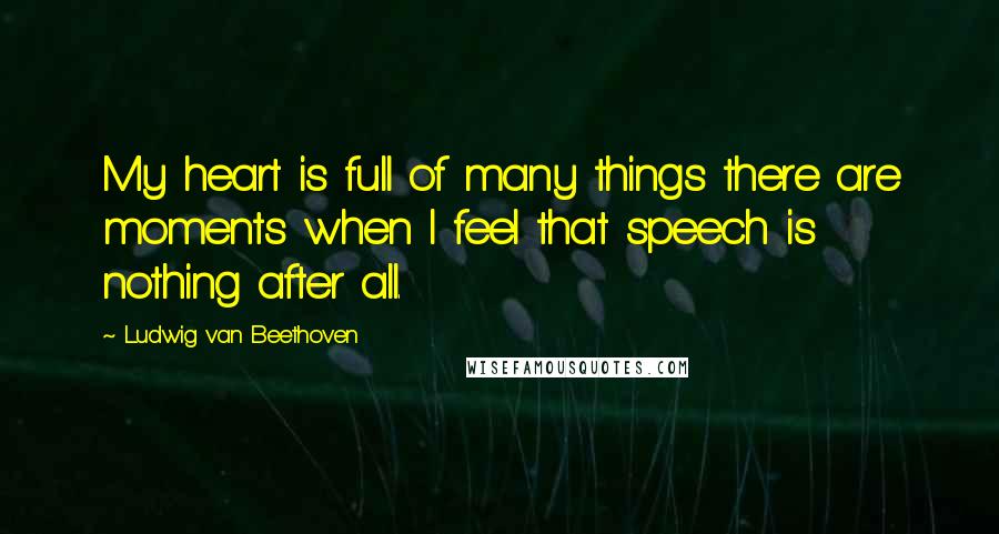 Ludwig Van Beethoven Quotes: My heart is full of many things there are moments when I feel that speech is nothing after all.