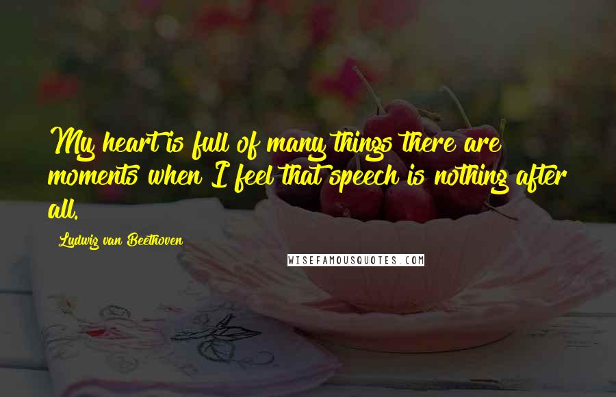 Ludwig Van Beethoven Quotes: My heart is full of many things there are moments when I feel that speech is nothing after all.