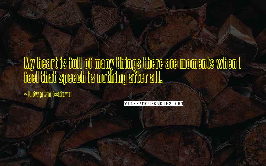 Ludwig Van Beethoven Quotes: My heart is full of many things there are moments when I feel that speech is nothing after all.