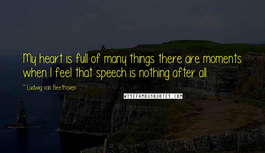 Ludwig Van Beethoven Quotes: My heart is full of many things there are moments when I feel that speech is nothing after all.