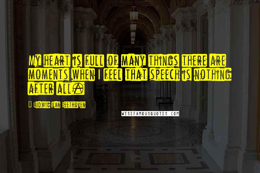 Ludwig Van Beethoven Quotes: My heart is full of many things there are moments when I feel that speech is nothing after all.