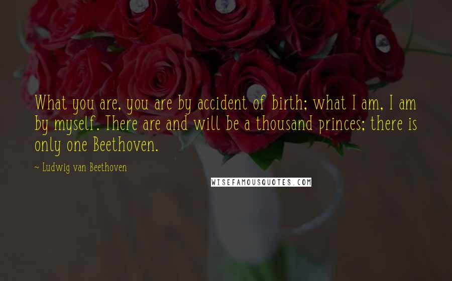 Ludwig Van Beethoven Quotes: What you are, you are by accident of birth; what I am, I am by myself. There are and will be a thousand princes; there is only one Beethoven.