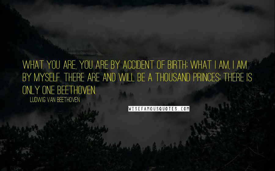 Ludwig Van Beethoven Quotes: What you are, you are by accident of birth; what I am, I am by myself. There are and will be a thousand princes; there is only one Beethoven.