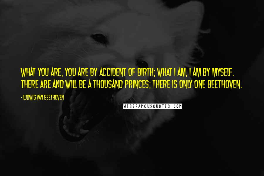 Ludwig Van Beethoven Quotes: What you are, you are by accident of birth; what I am, I am by myself. There are and will be a thousand princes; there is only one Beethoven.