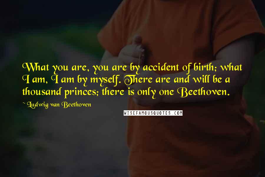 Ludwig Van Beethoven Quotes: What you are, you are by accident of birth; what I am, I am by myself. There are and will be a thousand princes; there is only one Beethoven.