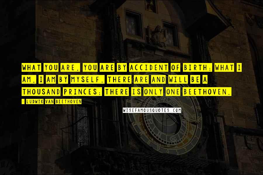 Ludwig Van Beethoven Quotes: What you are, you are by accident of birth; what I am, I am by myself. There are and will be a thousand princes; there is only one Beethoven.