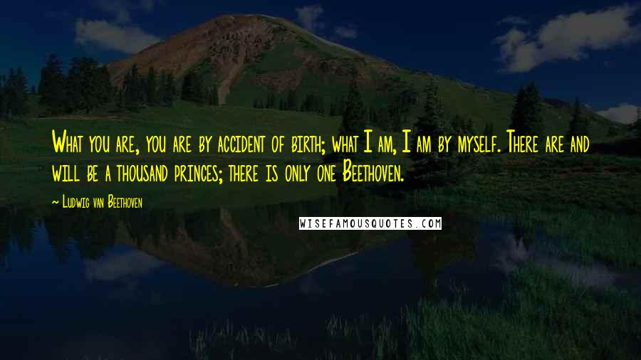 Ludwig Van Beethoven Quotes: What you are, you are by accident of birth; what I am, I am by myself. There are and will be a thousand princes; there is only one Beethoven.