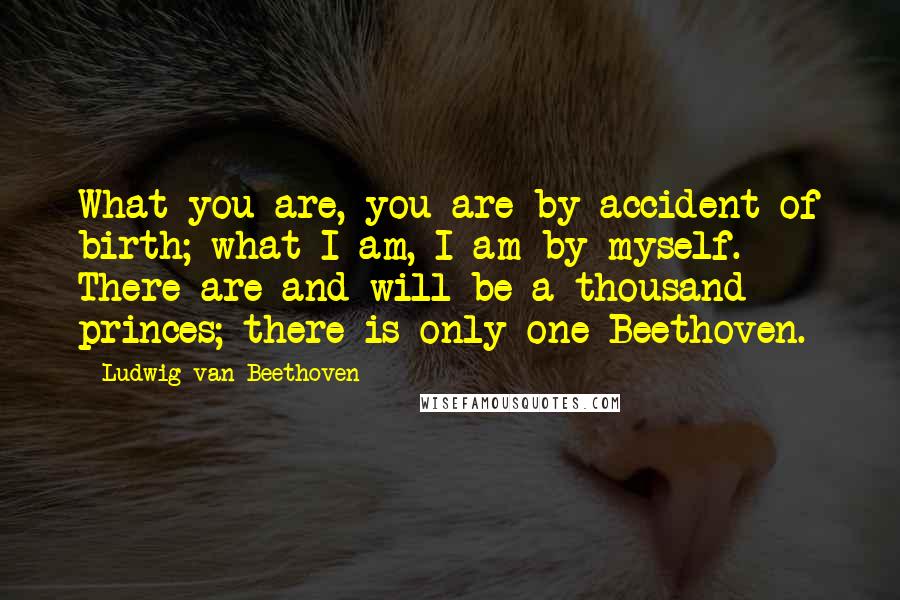 Ludwig Van Beethoven Quotes: What you are, you are by accident of birth; what I am, I am by myself. There are and will be a thousand princes; there is only one Beethoven.