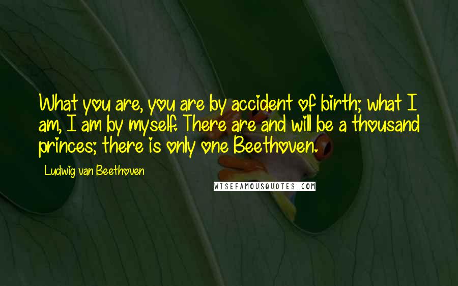 Ludwig Van Beethoven Quotes: What you are, you are by accident of birth; what I am, I am by myself. There are and will be a thousand princes; there is only one Beethoven.