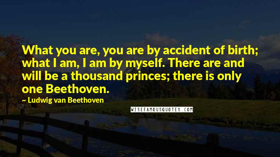 Ludwig Van Beethoven Quotes: What you are, you are by accident of birth; what I am, I am by myself. There are and will be a thousand princes; there is only one Beethoven.