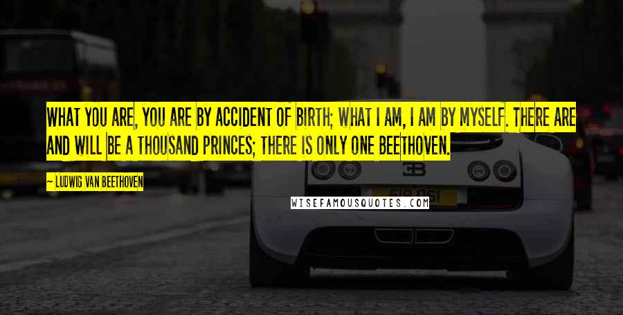 Ludwig Van Beethoven Quotes: What you are, you are by accident of birth; what I am, I am by myself. There are and will be a thousand princes; there is only one Beethoven.