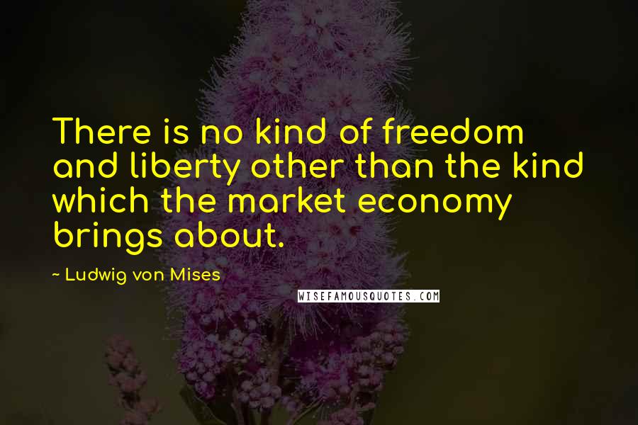 Ludwig Von Mises Quotes: There is no kind of freedom and liberty other than the kind which the market economy brings about.