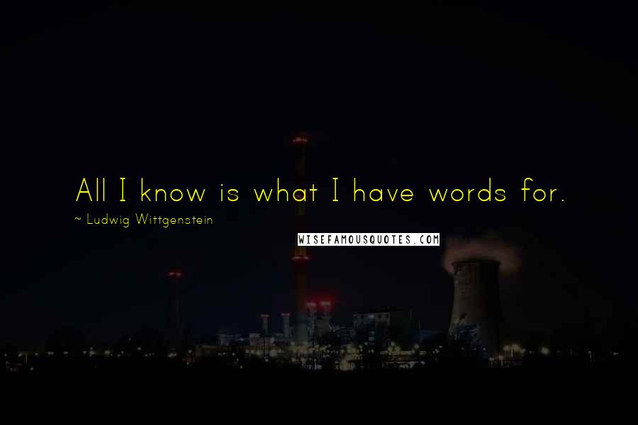 Ludwig Wittgenstein Quotes: All I know is what I have words for.
