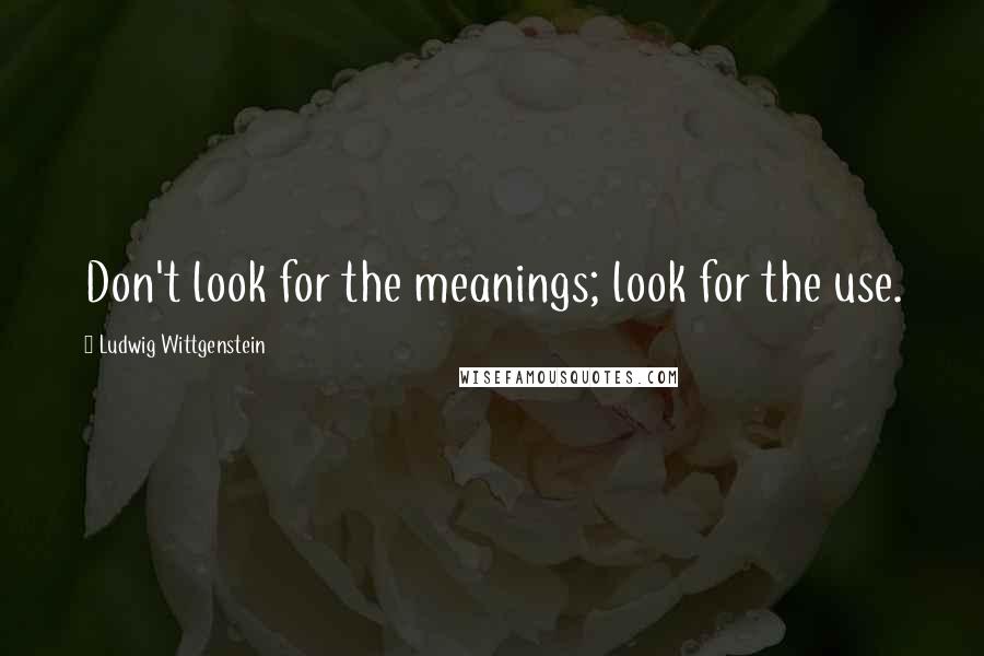 Ludwig Wittgenstein Quotes: Don't look for the meanings; look for the use.