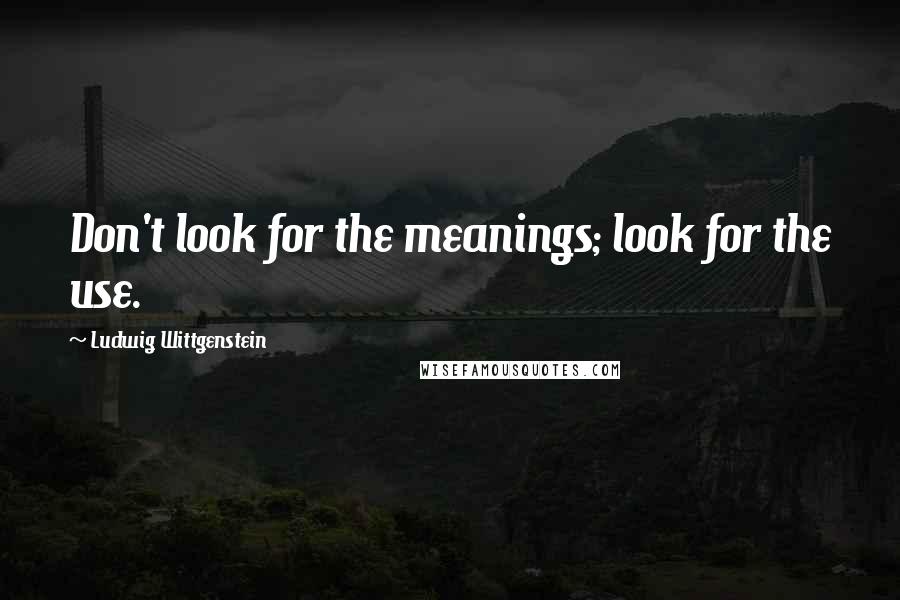 Ludwig Wittgenstein Quotes: Don't look for the meanings; look for the use.