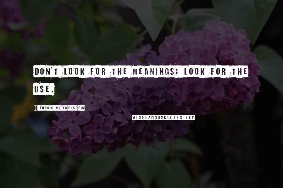 Ludwig Wittgenstein Quotes: Don't look for the meanings; look for the use.