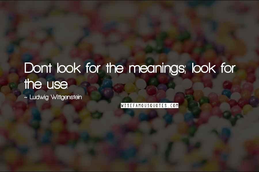 Ludwig Wittgenstein Quotes: Don't look for the meanings; look for the use.