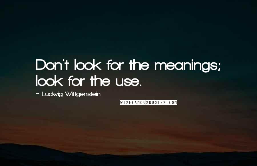 Ludwig Wittgenstein Quotes: Don't look for the meanings; look for the use.