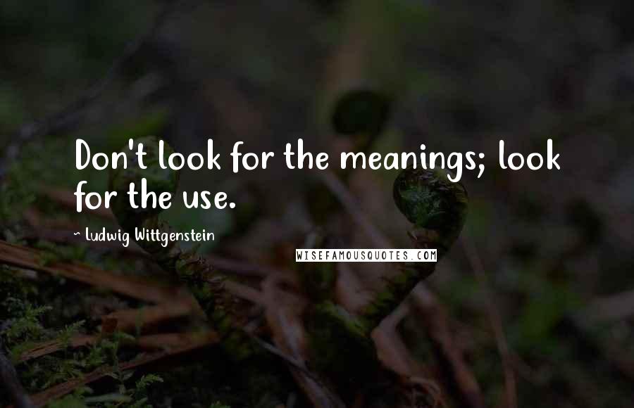 Ludwig Wittgenstein Quotes: Don't look for the meanings; look for the use.