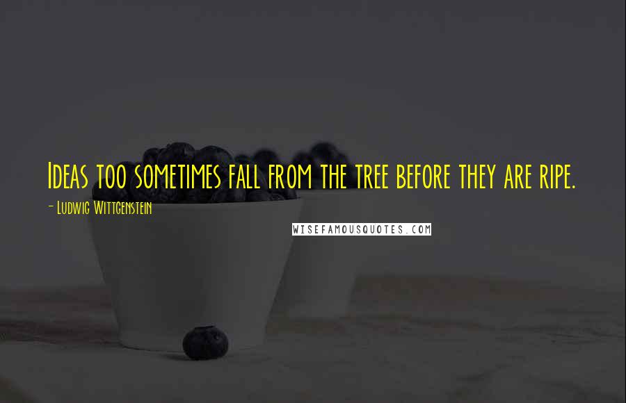 Ludwig Wittgenstein Quotes: Ideas too sometimes fall from the tree before they are ripe.