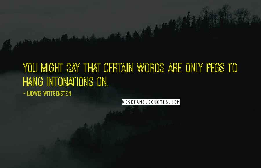 Ludwig Wittgenstein Quotes: You might say that certain words are only pegs to hang intonations on.