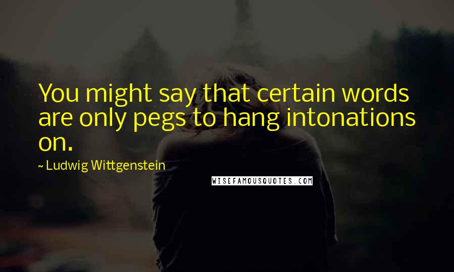 Ludwig Wittgenstein Quotes: You might say that certain words are only pegs to hang intonations on.