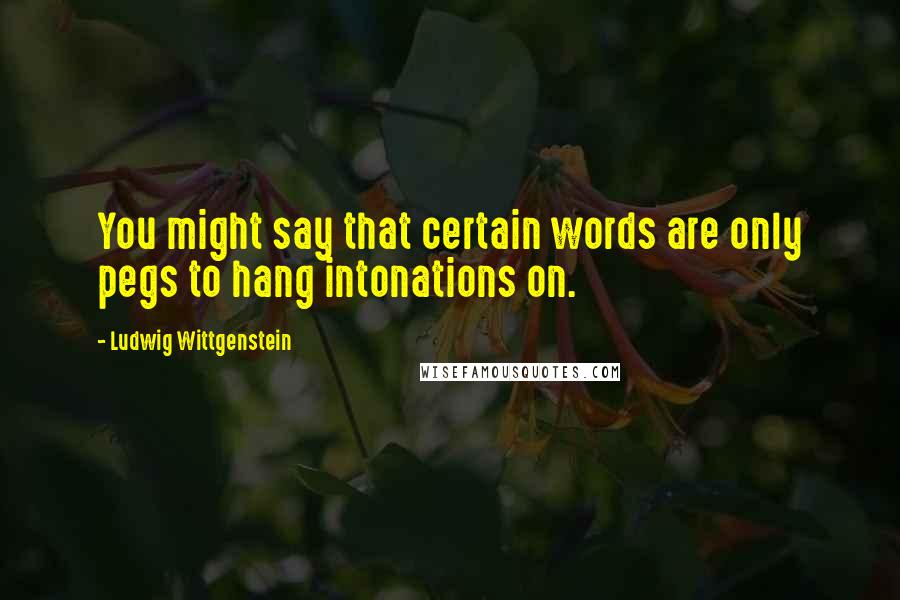 Ludwig Wittgenstein Quotes: You might say that certain words are only pegs to hang intonations on.