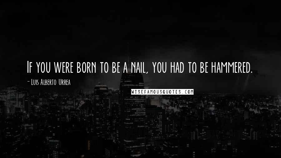 Luis Alberto Urrea Quotes: If you were born to be a nail, you had to be hammered.