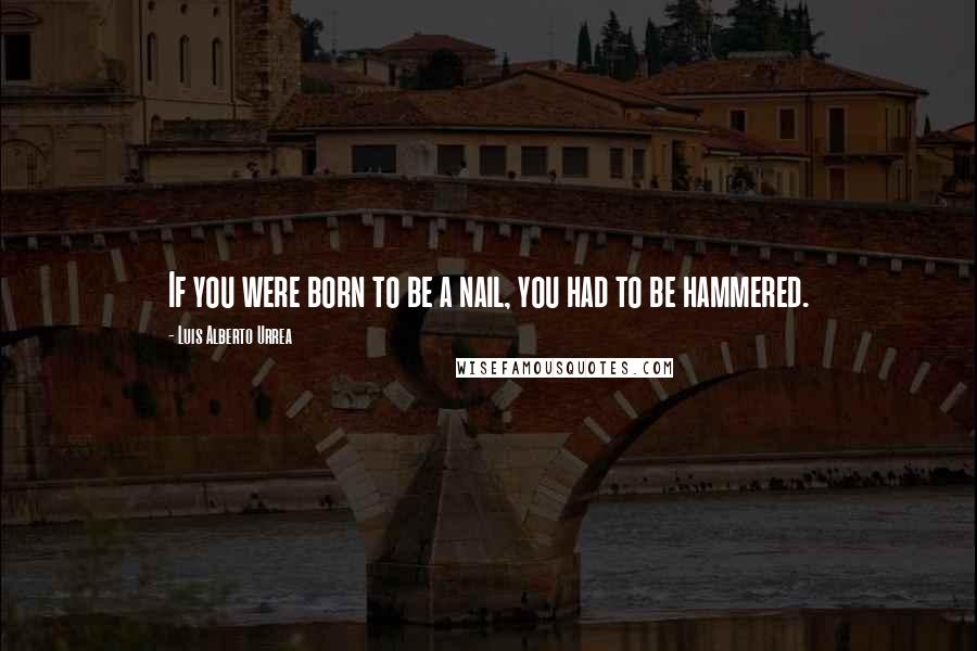 Luis Alberto Urrea Quotes: If you were born to be a nail, you had to be hammered.