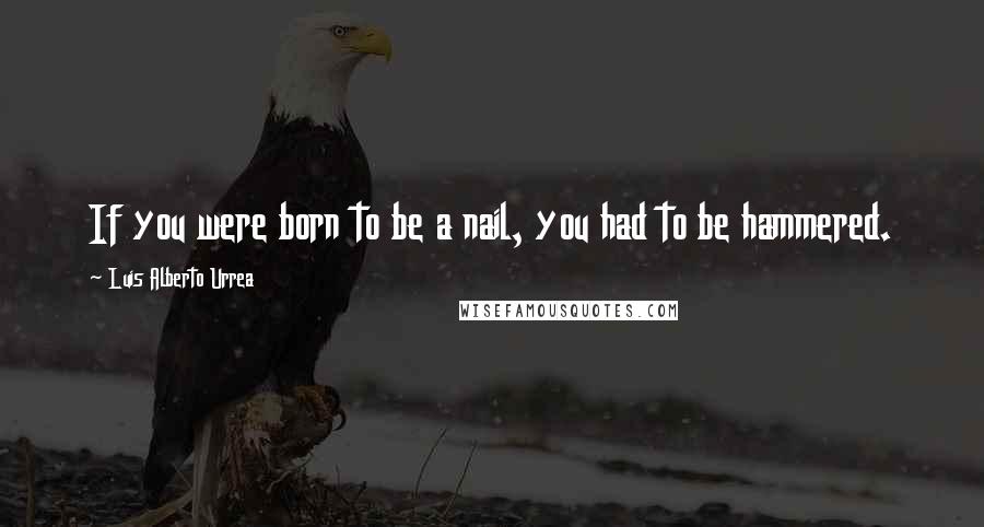 Luis Alberto Urrea Quotes: If you were born to be a nail, you had to be hammered.