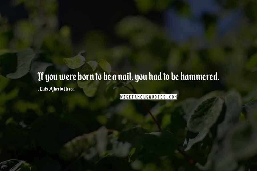 Luis Alberto Urrea Quotes: If you were born to be a nail, you had to be hammered.