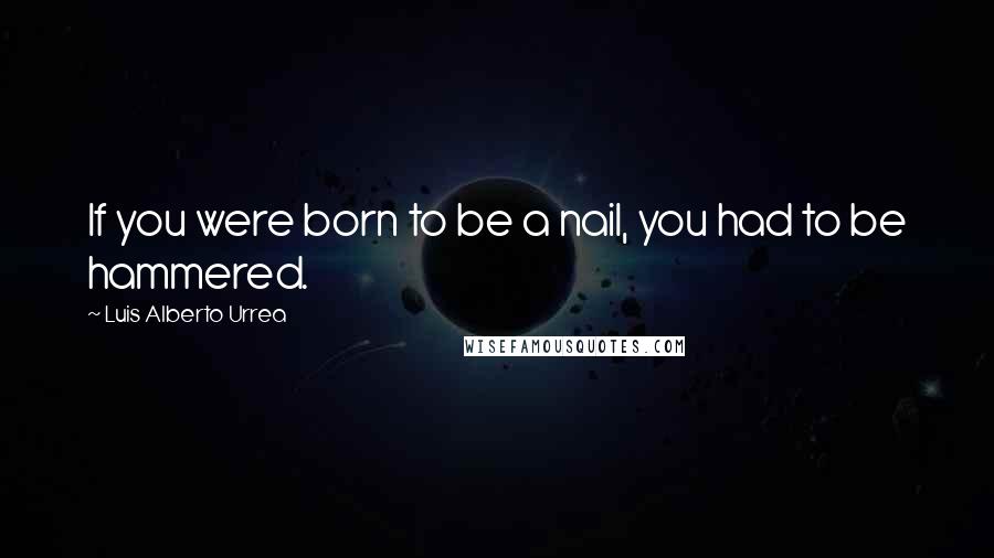 Luis Alberto Urrea Quotes: If you were born to be a nail, you had to be hammered.
