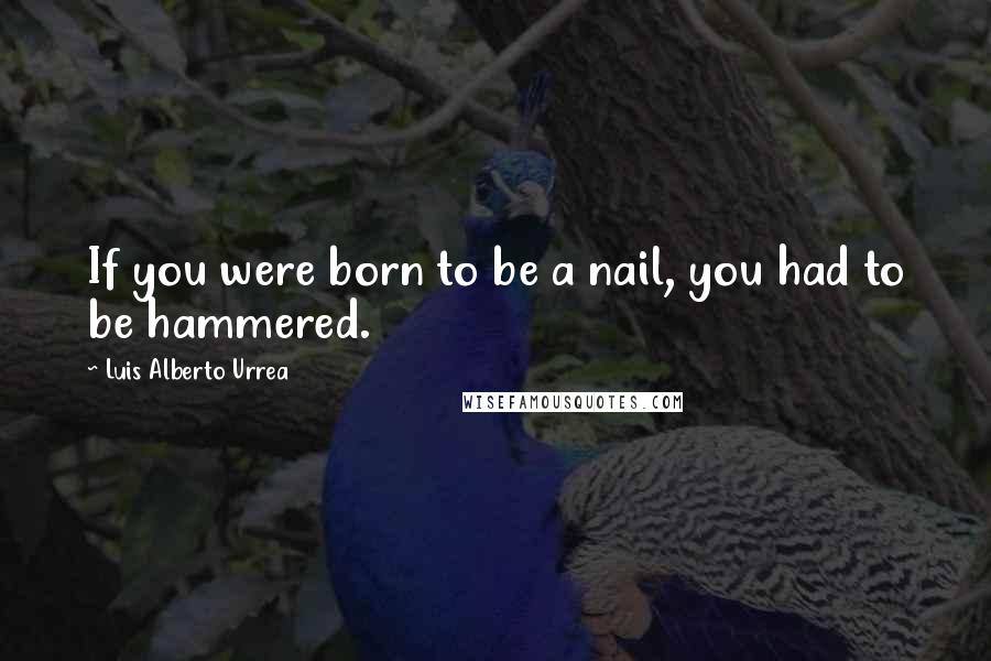 Luis Alberto Urrea Quotes: If you were born to be a nail, you had to be hammered.