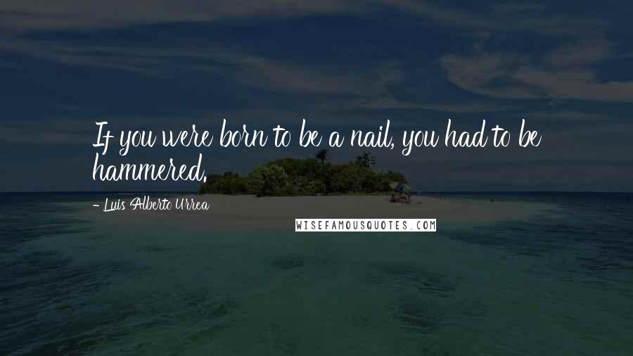 Luis Alberto Urrea Quotes: If you were born to be a nail, you had to be hammered.