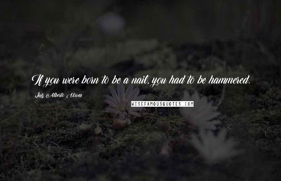 Luis Alberto Urrea Quotes: If you were born to be a nail, you had to be hammered.