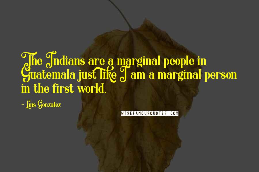 Luis Gonzalez Quotes: The Indians are a marginal people in Guatemala just like I am a marginal person in the first world.