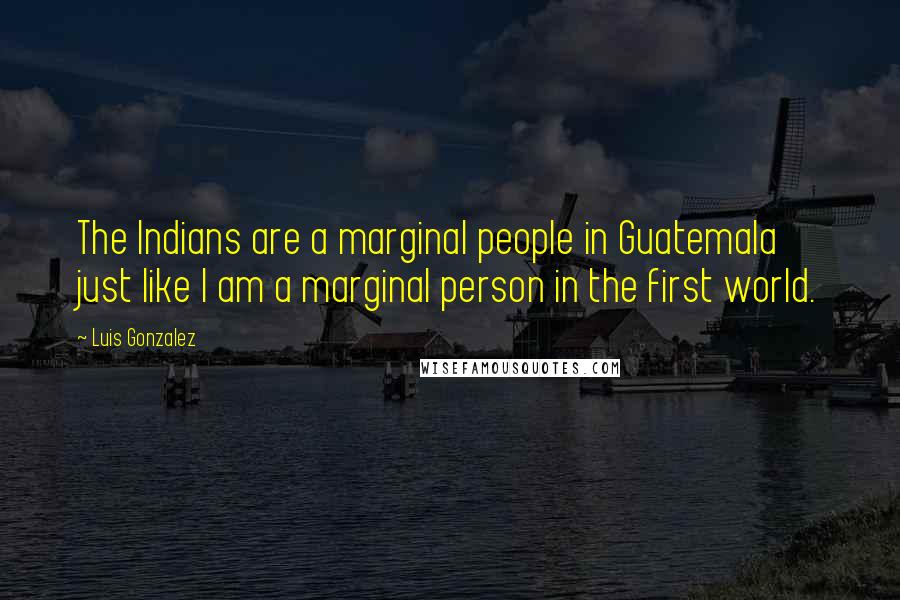 Luis Gonzalez Quotes: The Indians are a marginal people in Guatemala just like I am a marginal person in the first world.