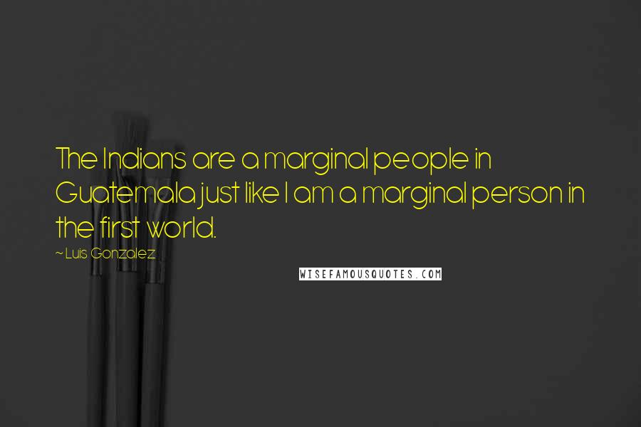 Luis Gonzalez Quotes: The Indians are a marginal people in Guatemala just like I am a marginal person in the first world.