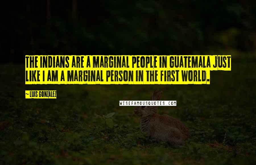 Luis Gonzalez Quotes: The Indians are a marginal people in Guatemala just like I am a marginal person in the first world.