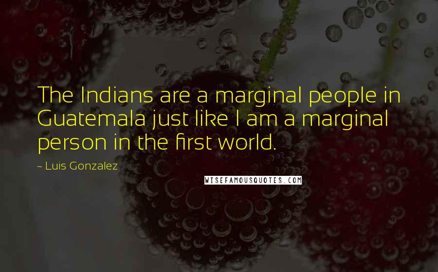 Luis Gonzalez Quotes: The Indians are a marginal people in Guatemala just like I am a marginal person in the first world.