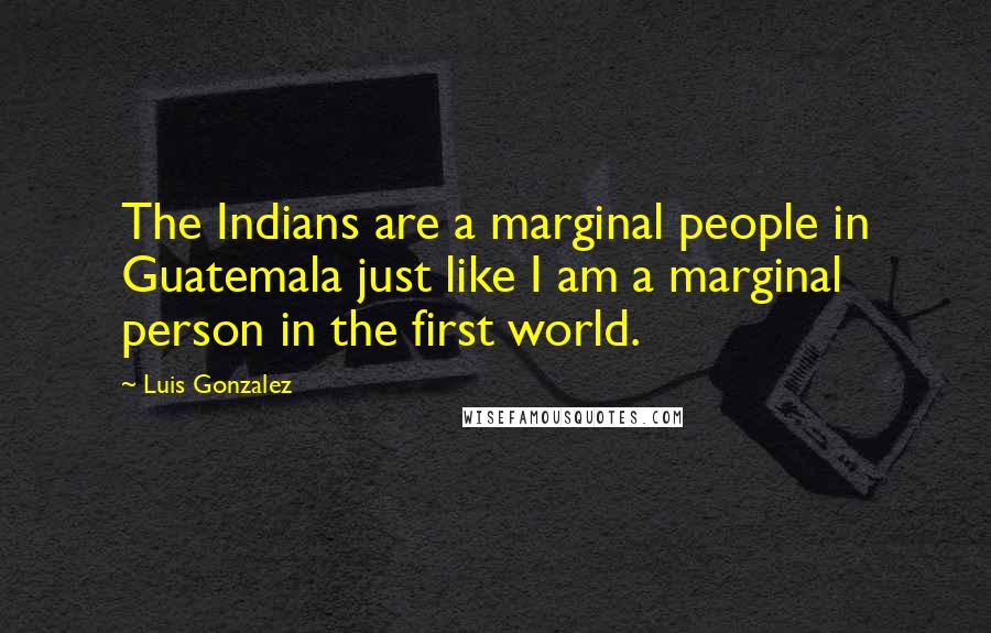 Luis Gonzalez Quotes: The Indians are a marginal people in Guatemala just like I am a marginal person in the first world.