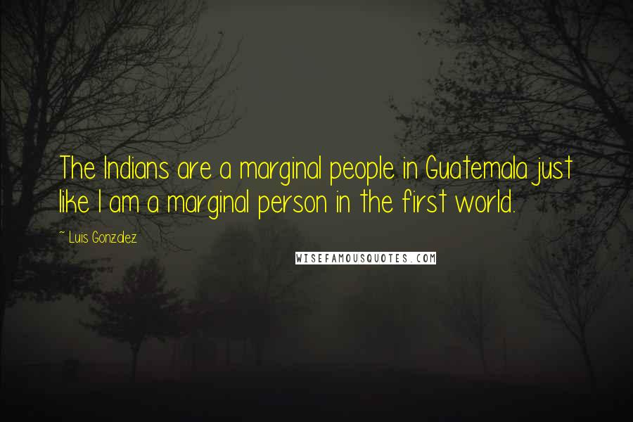 Luis Gonzalez Quotes: The Indians are a marginal people in Guatemala just like I am a marginal person in the first world.